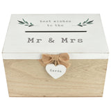 Love Story Mr & Mrs card box, eucalyptus leaf design (British brand)