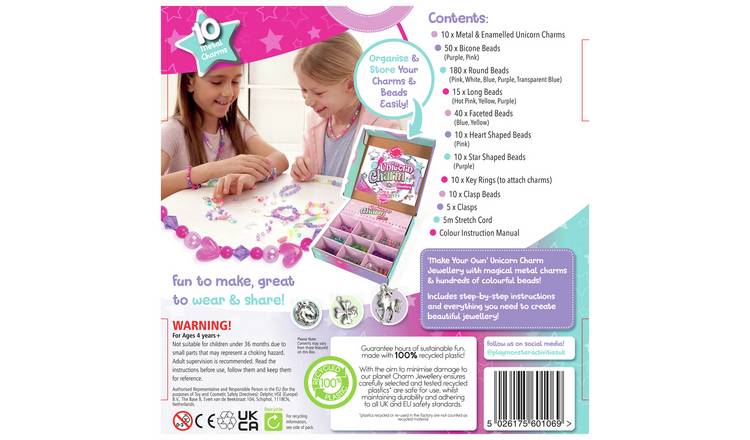 Charm Jewellery unicorn jewellery kit with beads and charms, imported from the UK