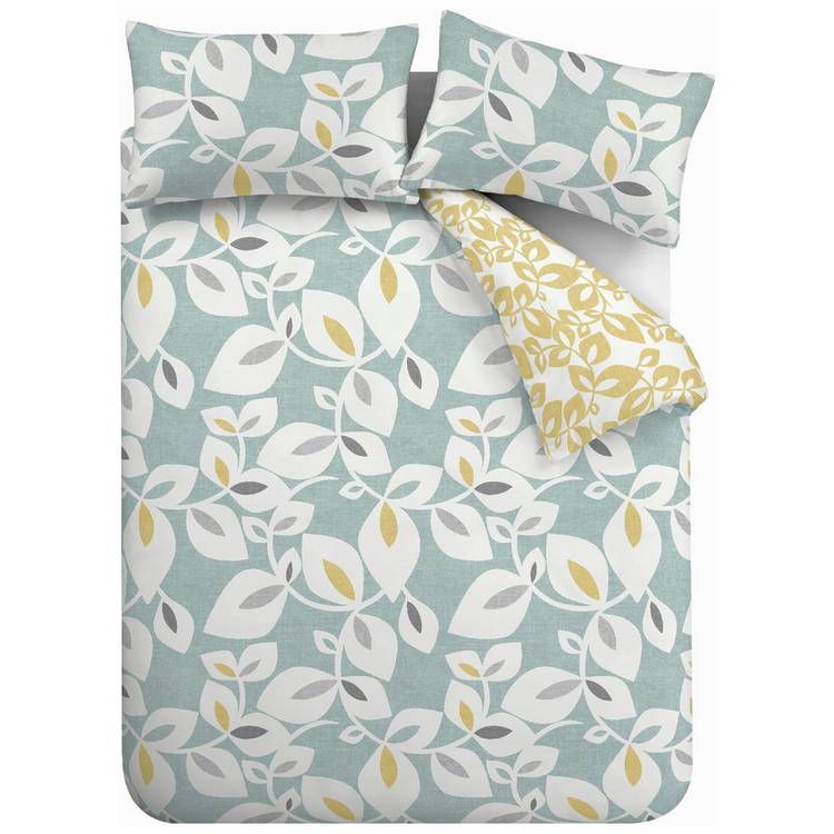 Catherine Lansfield bedding set teal leaf print single, imported from the UK