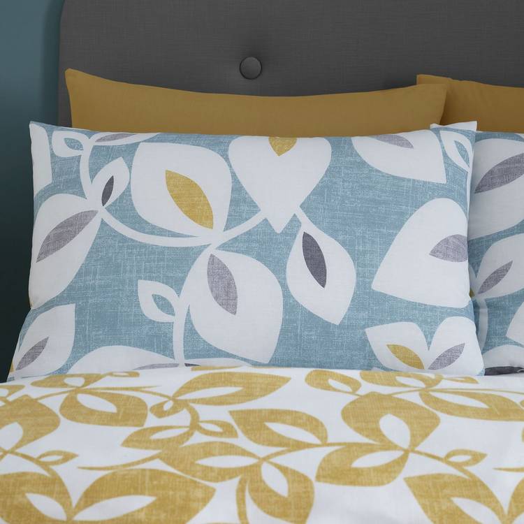 Catherine Lansfield bedding set teal leaf print single, imported from the UK