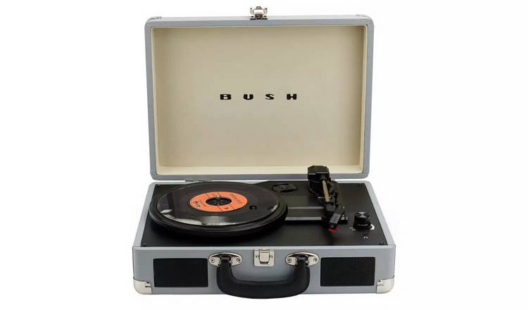 Bush classic record player in grey with built-in speakers - British product