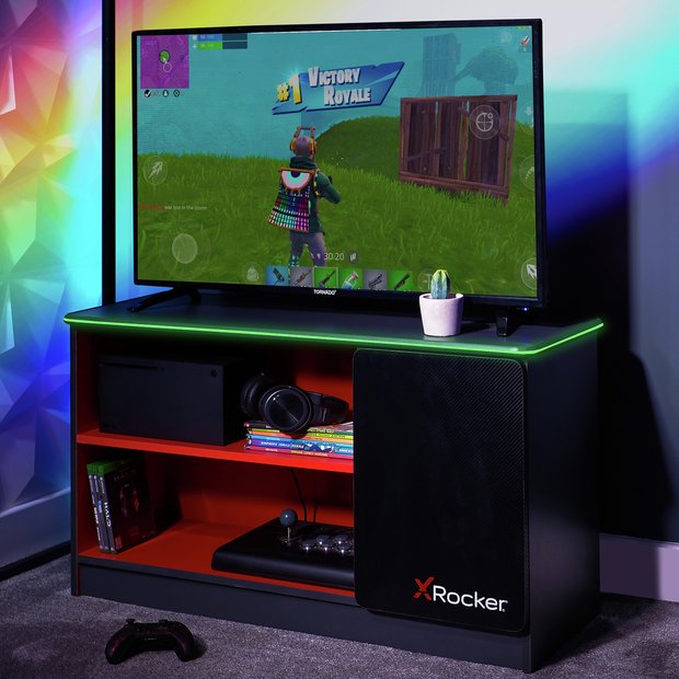 X Rocker Carbon Tek LED media unit red - British product