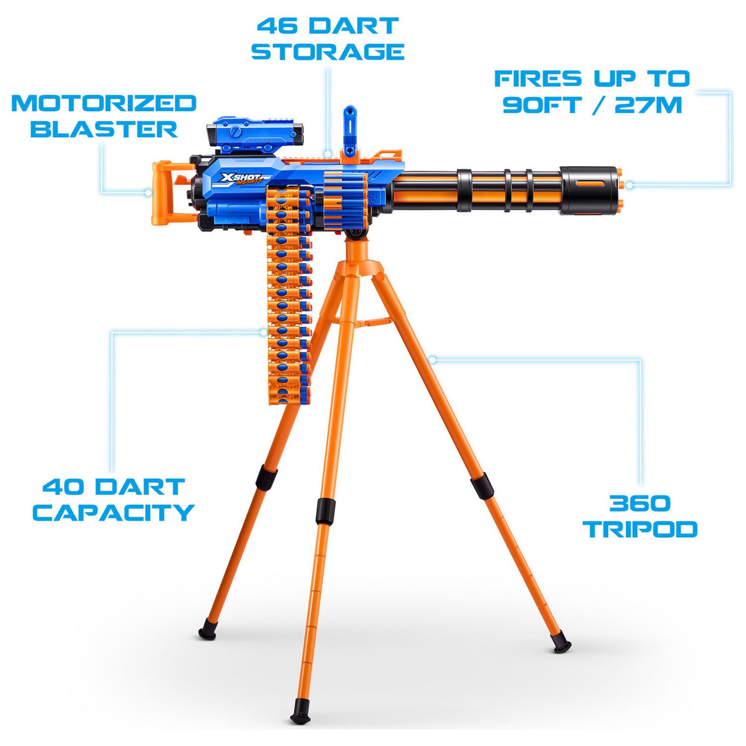 XSHOT Insanity Motorized Rage Fire blaster with 72 darts - British product