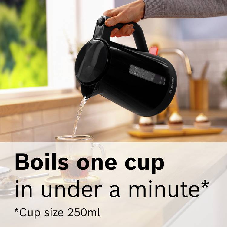 Bosch kettle 1.7L black, imported from the UK