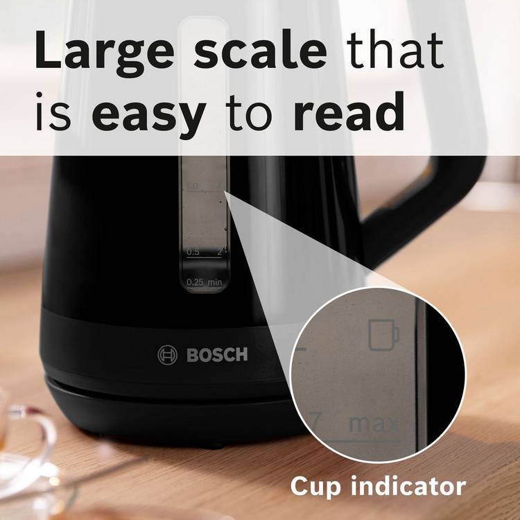 Bosch kettle 1.7L black, imported from the UK