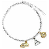 Harry Potter charm bracelet silver coloured with three charms, UK version