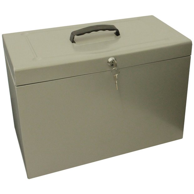 Cathedral Foolscap Metal File Box Grey, UK version