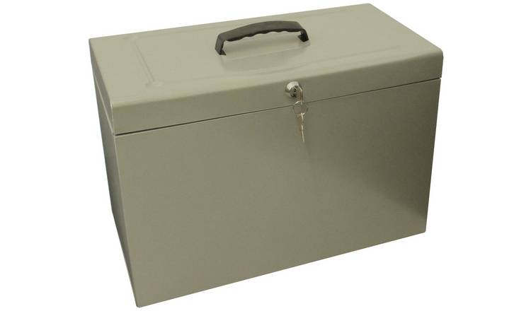 Cathedral Foolscap Metal File Box Grey, UK version