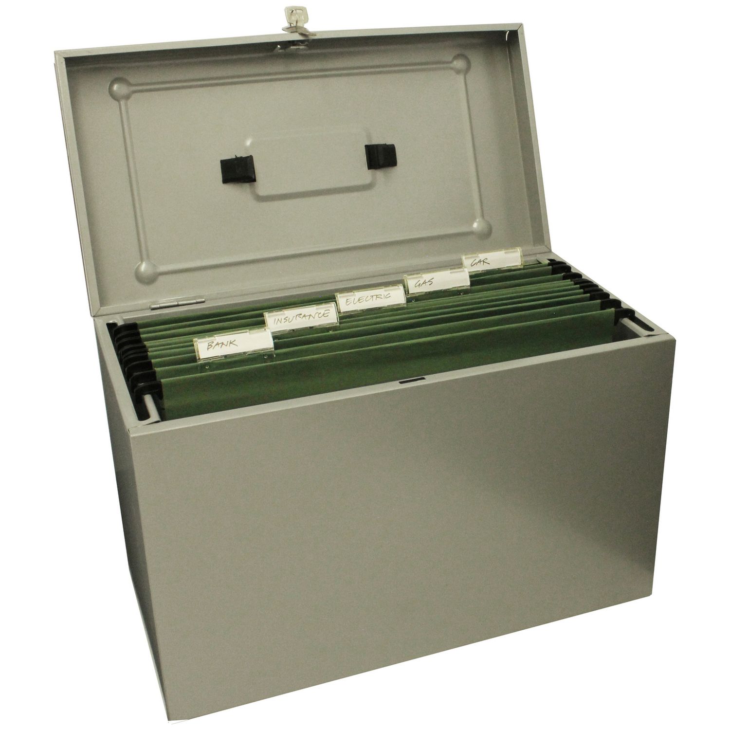 Cathedral Foolscap Metal File Box Grey, UK version