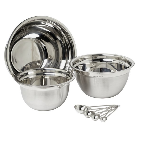 Argos Home mixing bowls set with spoons 3-piece (British brand)