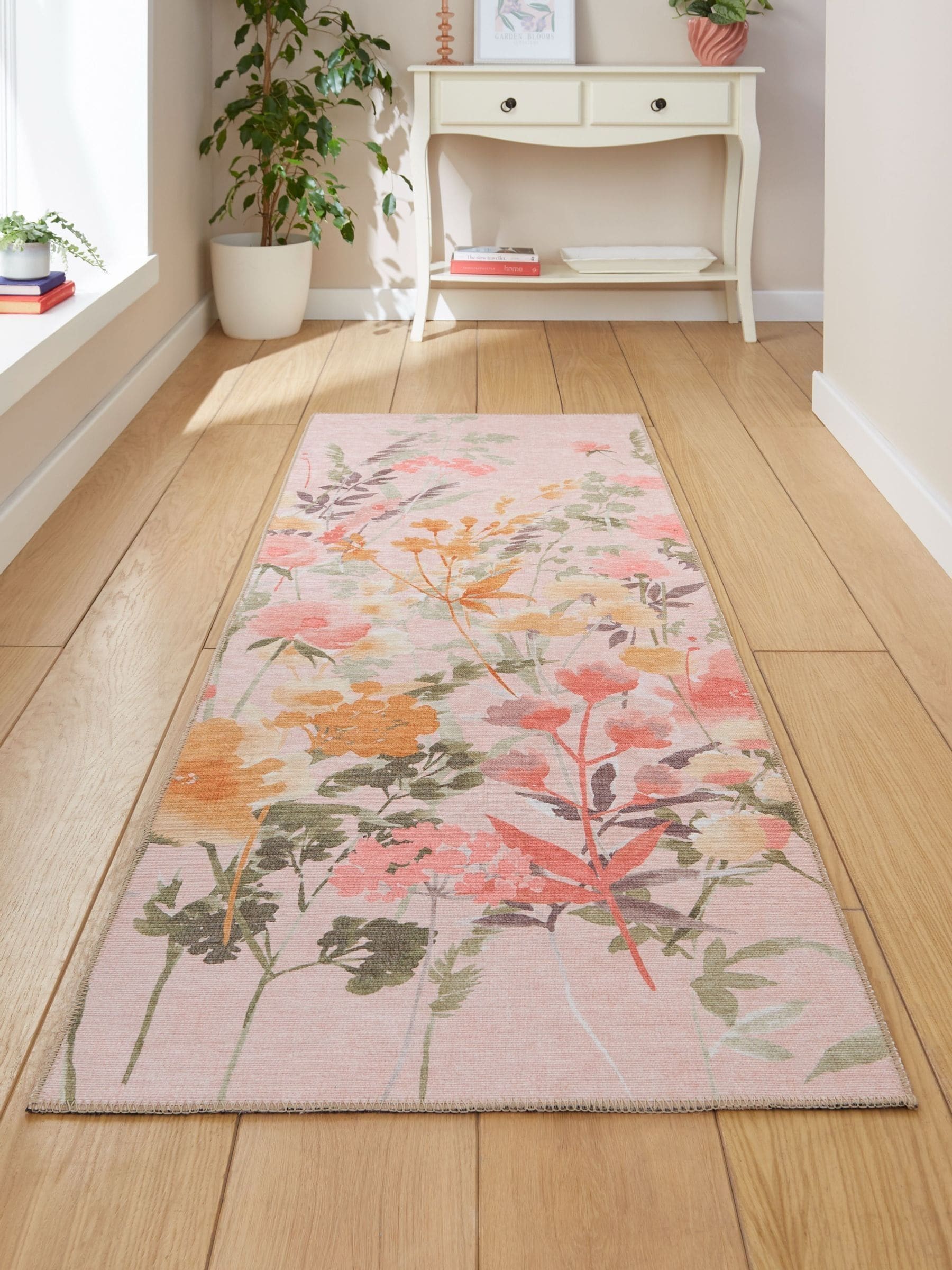Catherine Lansfield pink floral washable rug (British brand)
