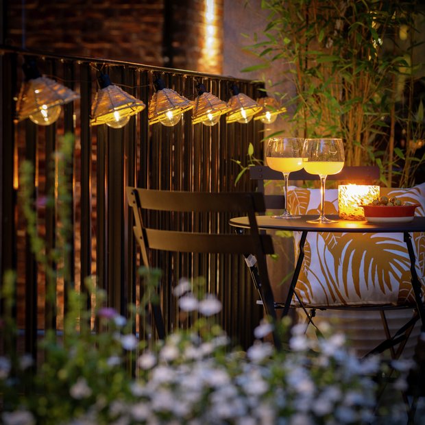 Habitat rattan effect solar string light warm white - British product
