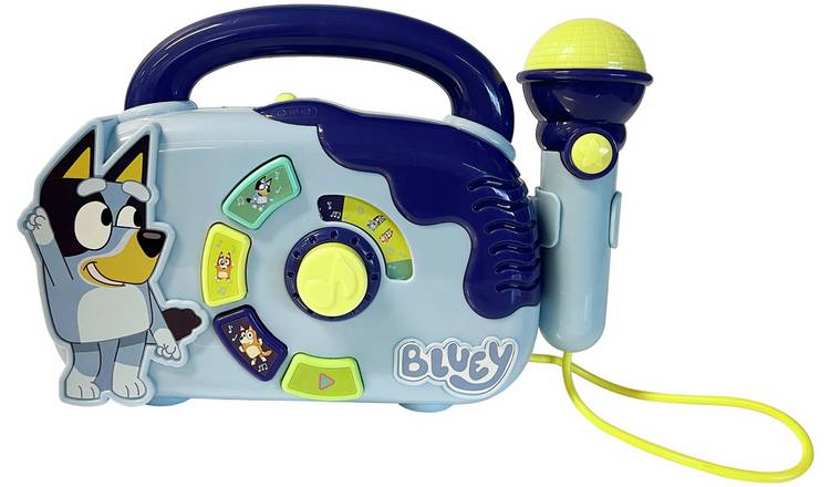 Bluey boombox toy with microphone and flashing lights (British brand)
