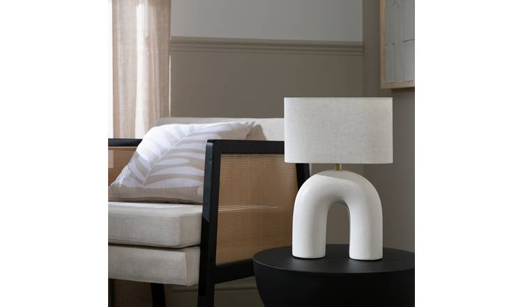 Argos Home ceramic table lamp black linen shade 37cm - British product