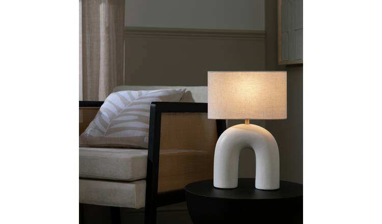 Argos Home ceramic table lamp black linen shade 37cm - British product