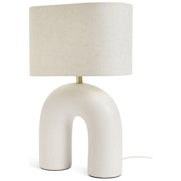 Argos Home ceramic table lamp black linen shade 37cm - British product