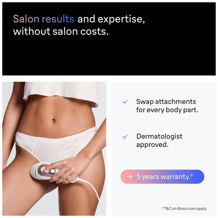 Braun Skin i-expert IPL hair removal device, imported from the UK