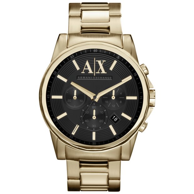Armani Exchange gold chronograph watch stainless steel 45mm (British brand)