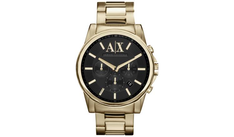 Armani Exchange gold chronograph watch stainless steel 45mm (British brand)