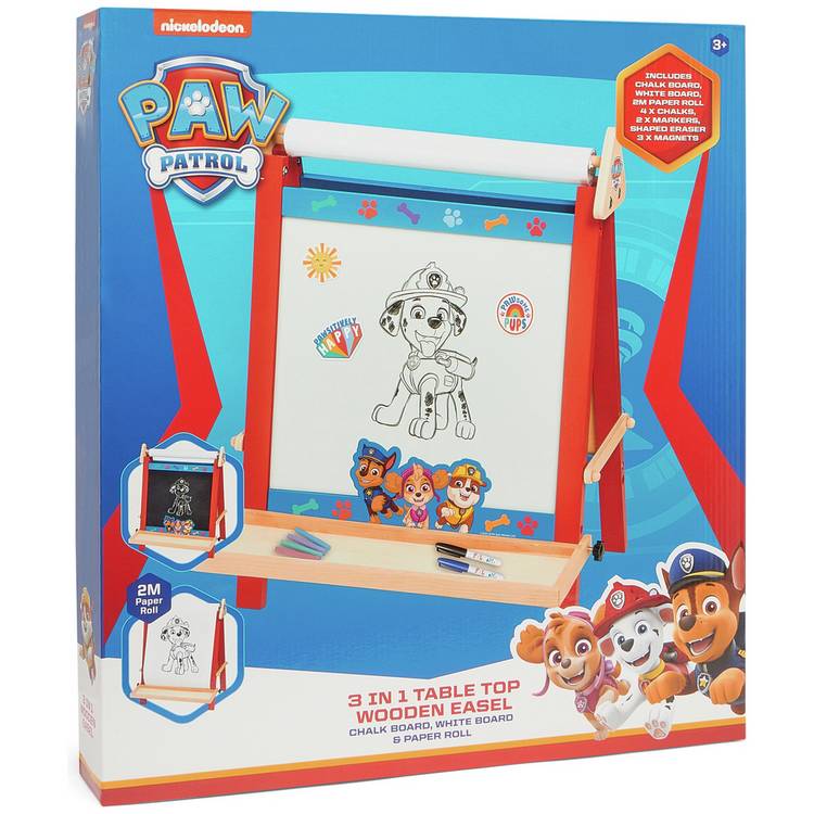 PAW Patrol 3 in 1 wooden easel, chalkboard and whiteboard (British brand)
