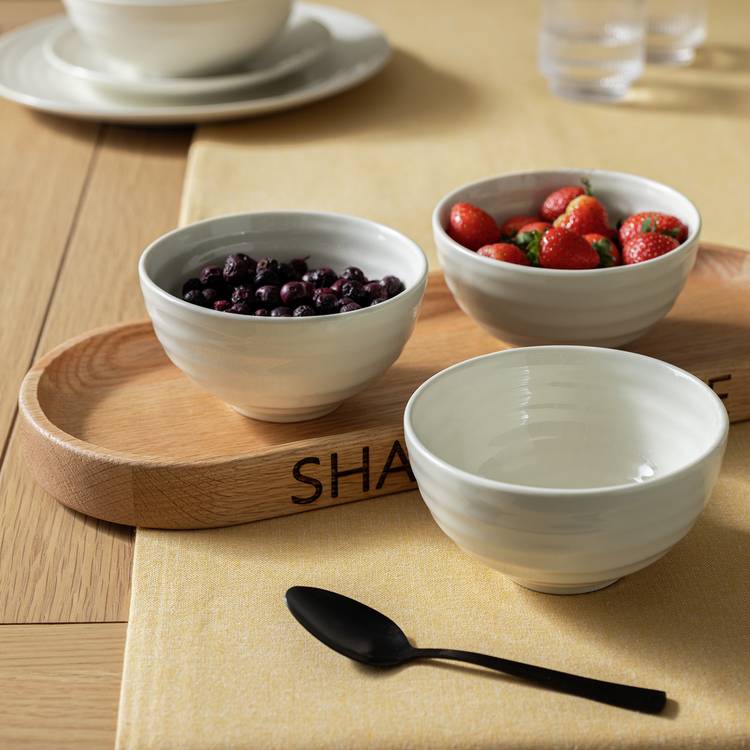 Habitat Ripple cream stoneware nibble bowls set of 3, UK version