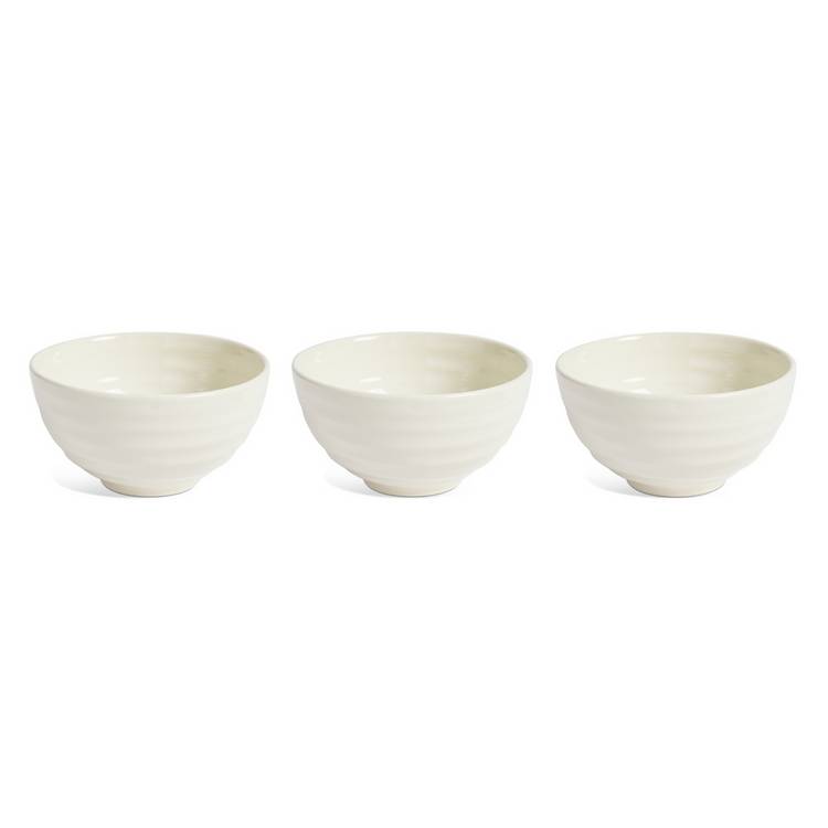 Habitat Ripple cream stoneware nibble bowls set of 3, UK version