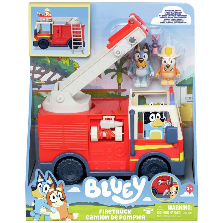 Bluey Bingo's Fire Truck playset with figures, imported from the UK
