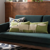 Habitat Mr Fox cushions pair green white embroidered fox 30x60cm, UK version