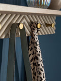 Grey Valencia wall shelf with hooks mango wood gold detailing - British product