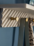 Grey Valencia wall shelf with hooks mango wood gold detailing - British product