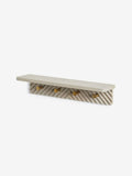 Grey Valencia wall shelf with hooks mango wood gold detailing - British product
