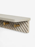 Grey Valencia wall shelf with hooks mango wood gold detailing - British product