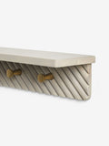 Grey Valencia wall shelf with hooks mango wood gold detailing - British product