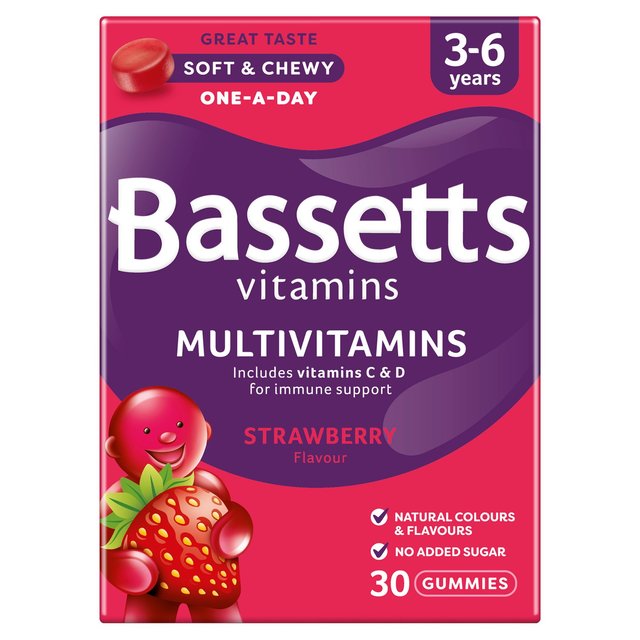 Bassetts Strawberry Multivitamins 3-6yrs   30 per pack