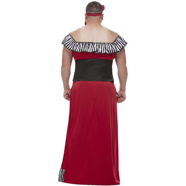 Smiffys Bearded Lady Costume in red with dress and beard, UK version