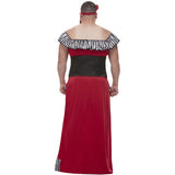 Smiffys Bearded Lady Costume in red with dress and beard, UK version