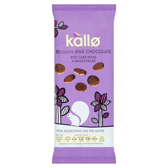 Kallo Belgian Milk Chocolate Mini Rice Cakes Multipack   4 x 21g