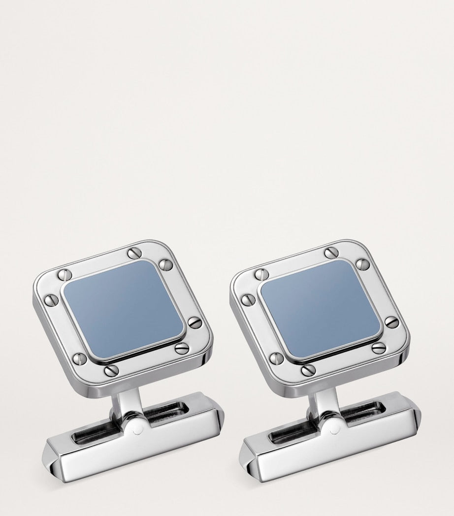 Cartier sterling silver cufflinks and leather pen wallet set - British product