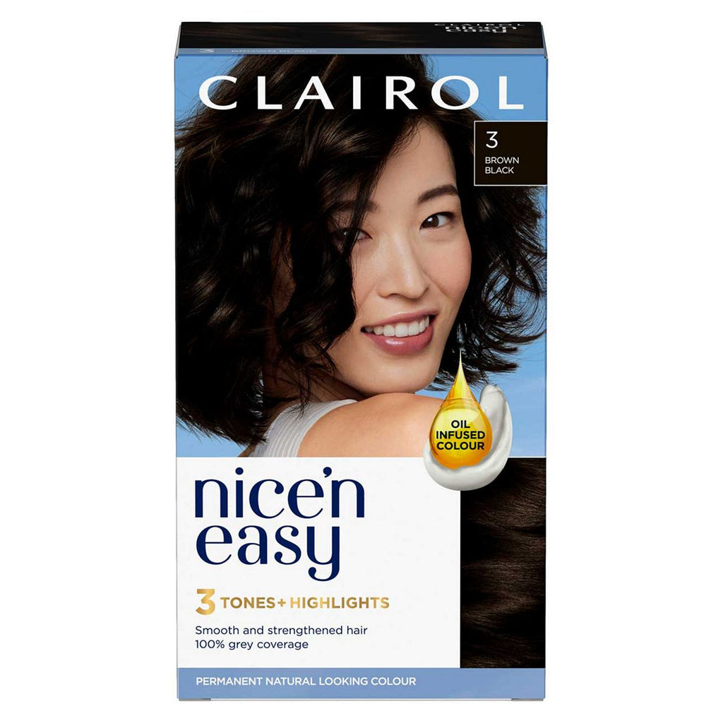 Clairol Nice'n Easy Crème Oil Infused Permanent Hair Dye 3 Brown Black 177ml