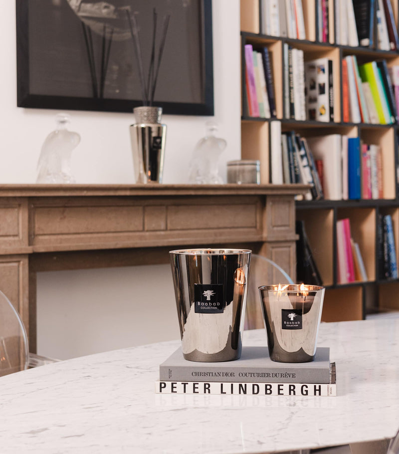 Baobab Collection Platinum Pillar Candle 10kg, imported from the UK
