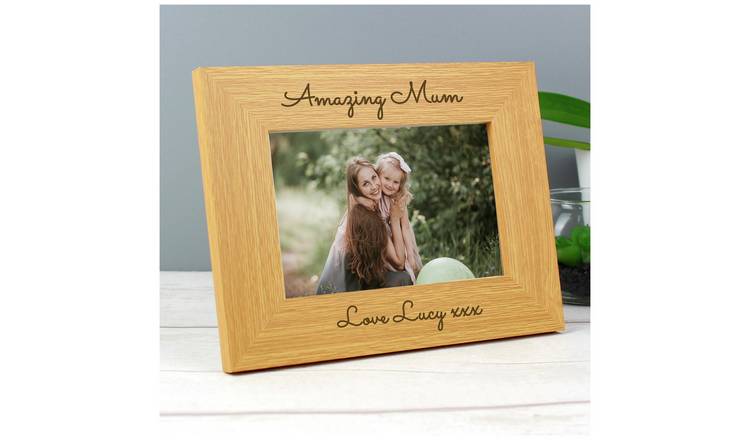 Wooden photo frame personalised message 25x20cm, imported from the UK