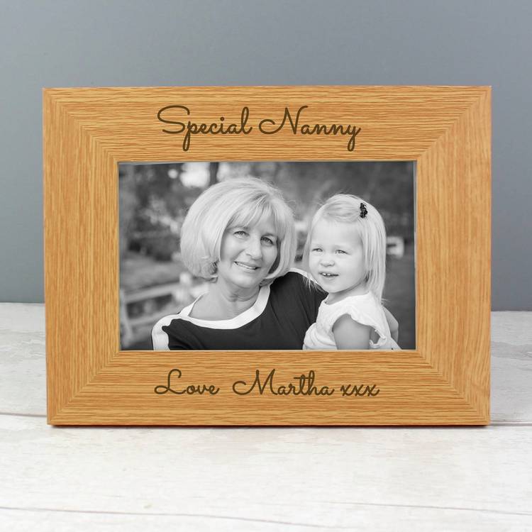 Wooden photo frame personalised message 25x20cm, imported from the UK
