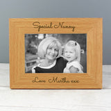 Wooden photo frame personalised message 25x20cm, imported from the UK