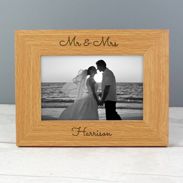 Wooden photo frame personalised message 25x20cm, imported from the UK