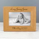 Wooden photo frame personalised message 25x20cm, imported from the UK