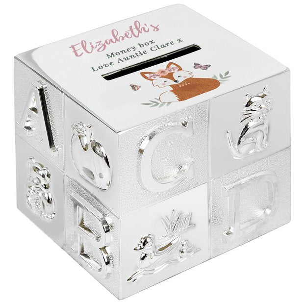Fox ABC metal money box 7.7cm, imported from the UK