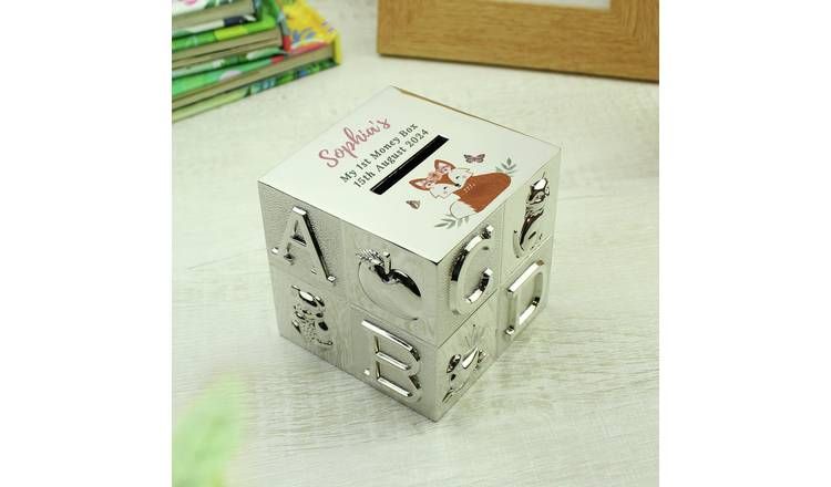 Personalised Message Fox ABC Metal Money Box GOODS Argos