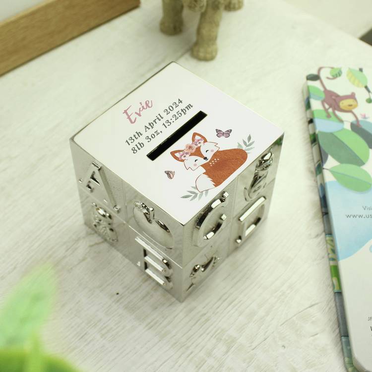 Fox ABC metal money box 7.7cm, imported from the UK