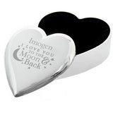 Personalised heart trinket box with moon message (British brand)