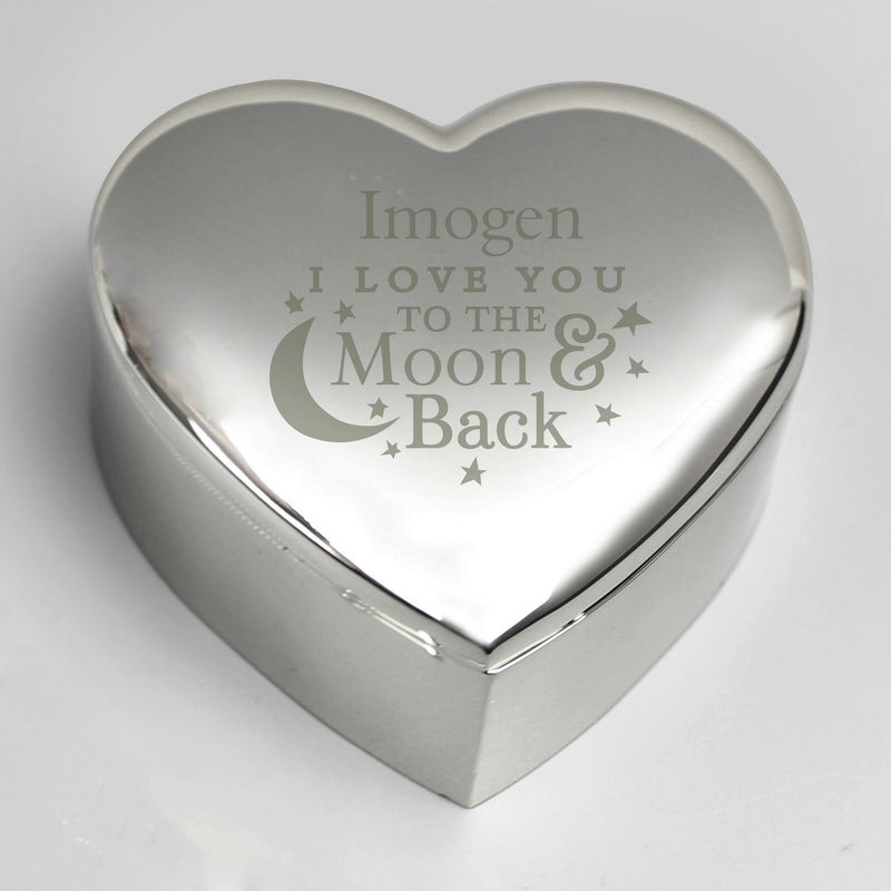 Personalised heart trinket box with moon message (British brand)
